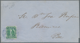 11730 Bolivien: 1870, 10 C. Green Tied Blue Oval "LIBERTAD FRANCO" To Folded Envelope To La Paz, A Scarce - Bolivien