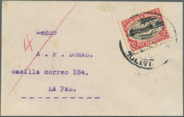 11736 Bolivien: 1918: 2 C Carmine/black "Titicaca", With Inverted Center Piece On Domestic Letter To La Pa - Bolivie