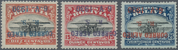 11737 Bolivien: 1930, Zeppelin 10 C., 15 C. And 25 C. With Inverted Overprint, Unused, Fine, Signed - Bolivie