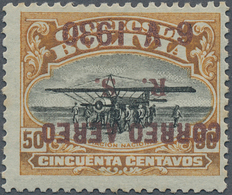 11738 Bolivien: 1930, Zeppelin 50 C. With Inverted Overprint In Brown, Unused, Two Tiny Spots, Otherwise F - Bolivien