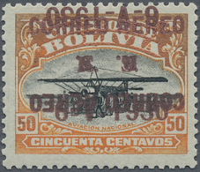 11739 Bolivien: 1930, Zeppelin 50 C. With Double Overprint (one Inverted) In Brown, Unused, Slight Oxidize - Bolivie