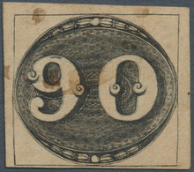 11743 Brasilien: 1843, Bull's Eyes, 90r. Black With Plate Repair (=additional Shifted Frame Line In Value) - Altri & Non Classificati