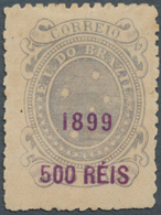 11759 Brasilien: 1899, 500r. On 300r. Greyish Slate, Unused No Gum, Slight Toning. $1400, RHM 132a "cinza - Sonstige & Ohne Zuordnung