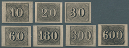 11765 Brasilien: 1910, 10 Rs To 600 Rs Excl. 90 Rs, 7 Reprints On Thick Ungummed Paper. - Autres & Non Classés