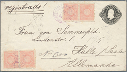 11782 Brasilien - Ganzsachen: 1867, Stationery Envelope 200 R Black With Watermark, Uprated 4x 100 R Red, - Ganzsachen