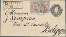 11783 Brasilien - Ganzsachen: 1892, Stationery Envelope 200 R. Uprated 100 R. (2) Tied "CONCEIO DO CASCA 5 - Interi Postali