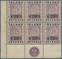 11793 Britisch-Guyana: 1888, Ship Type In Dull Purple Optd. 'INLAND REVENUE' And '4 CENTS' Block Of Six Fr - Britisch-Guayana (...-1966)