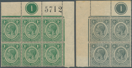 11796 Britisch-Honduras: 1929, KGV Definitives With Wmk. Mult Script CA 1c. Green Block Of Six From Upper - Britisch-Honduras (...-1970)