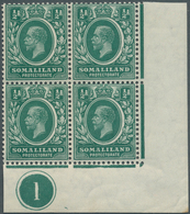 11798 Britisch-Somaliland: 1913, KGV ½a. Green With INVERTED Mult Crown CA Wmk. Block Of Four From Lower R - Somaliland (Protectorat ...-1959)