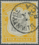 11803 Britisch-Zentralafrika: 1897 £10 Black & Yellow, Used And Cancelled By "BLANTYRE B.C.A." 1899 Cds, F - Autres & Non Classés