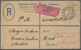 11813 Britische Südafrika-Gesellschaft: 1909, 4 Pence Registered Envelope Uprated With 2 X 2 1/2 P. Blue ( - Ohne Zuordnung