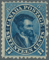 11824 Canada: 1859, Jacques Cartier 17c. Deep Blue Unused With Large Part Original Gum (hinged), Fine And - Sonstige & Ohne Zuordnung