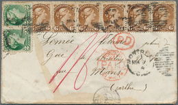 11825 Canada: 1874 Cover From Montreal To Le Mans, France Via London And Paris, Franked By 1873 QV 2c. Gre - Autres & Non Classés