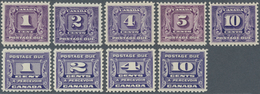 11844 Canada - Portomarken: 1930, Due Stamps 1 C To 10 C Violet And Issue 1933 1 C To 10 C Violet, Two Com - Portomarken