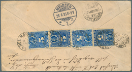 11854 Chile: 1895, 5c. Ultramarine Four Singles Stamps On Reverse Of Registered Cover Tied By "VIMA DEL MA - Cile