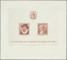 11859 Chile: 1958, Souvenir Sheet 50 P And 100 P "400 Years Osorno" In Red-brown Mint Issued Without Gum. - Cile