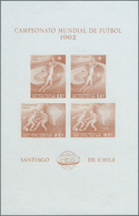 11861 Chile: 1962, Souvenir Sheet 2 C To 10 C "Soccer World Cup" In Rose-brown Mint Without Gum, A Very Ra - Cile