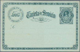 11862 Chile - Ganzsachen: 1892, Chile. Officiale Postcard (carton Color: Blue-green) Without Face Value. O - Cile