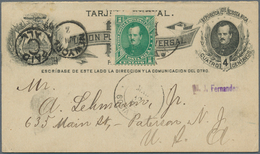 11868 Costa Rica: 1883, 4 Ct Black Fernandez Postal Stationery Reply Card Question-part, Uprated With 1 Ct - Costa Rica