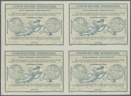 11870 Costa Rica: Design "Rome" 1906 International Reply Coupon As Block Of Four 12 C. Costa Rica. This Bl - Costa Rica