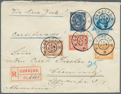 11888 Curacao: 1907, 12 1/2 C Blue Wilhelmina Postal Stationery Envelope, Uprated With 12 1/2 C Blue Wilhe - Curaçao, Antilles Neérlandaises, Aruba