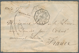 11893 Dänisch-Westindien: 1865. Stampless Envelope Addressed To France Cancelled By Octagonal French Paque - Danemark (Antilles)