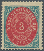 11894 Dänisch-Westindien: 1873, 3 C Red And Green-blue, 8th Printing (april 1895), Perf. 14 : 13 1/2, "omv - Danimarca (Antille)