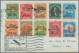 11909 Ecuador - Dienstmarken: 1929, Flight Quito-Ibarra, Airmail Overprint On Officials 1c. To 10c., Two C - Equateur