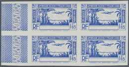 11911 Elfenbeinküste: 1940. Non-issued Face Value 1.65fr On Airmail Blue, Imperforate Block Of 4 Without G - Briefe U. Dokumente