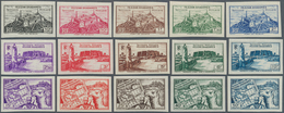 11930 Fezzan: 1946, Definitives Pictorials, 10c. To 50fr., Complete Set Of 15 Stamps Imperforate, Mint O.g - Lettres & Documents