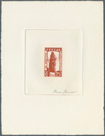 11958 Fezzan: 1951, Charity Issue, 25fr. + 5fr. As Epreuve D'artiste In Orange-red, With Signature Munier. - Briefe U. Dokumente