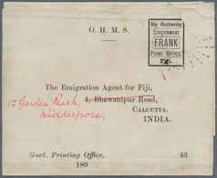 11962 Fiji-Inseln: 1884 Postal Stationery Official Wrapper Used To Calcutta, India In 1892, Cancelled By T - Fidji (...-1970)