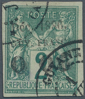 11974 Französisch-Guyana: 1886, 0f05 On 2 C. Green With Imprint "Déc 1886 / GUY FRANC", Cancelled Single S - Briefe U. Dokumente