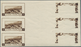 11980 Französisch-Guyana: 1942, Airmails 50fr. "Cayenne/Aeroboat", Compound Stage Proof Sheet In Brown, Gu - Briefe U. Dokumente