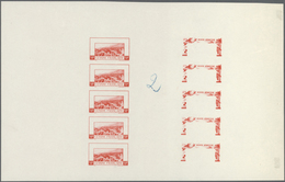 11981 Französisch-Guyana: 1942, Airmails 50fr. "Cayenne/Aeroboat", Compound Stage Proof Sheet In Vermillio - Briefe U. Dokumente