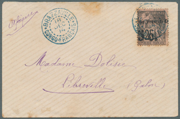 11988 Französisch-Kongo: 1894. Envelope To Gabon Bearing Yvert 4, 5 On 25c Black/rose Tied By Brazza Ville - Storia Postale