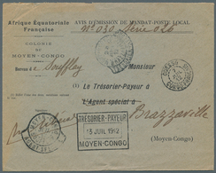 11992 Französisch-Kongo: 1912. Stampless 'Avis D'Emission De Mandat-Poste Local' Envelope Headed 'Afrique - Lettres & Documents