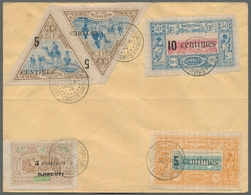 12004 Französische Somaliküste: 1902. Overprint Stamps "Vue De Djibouti" 5c On 40c And 10c On 50c, "Guerri - Usati