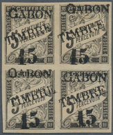 12013 Gabun - Portomarken: 1889. Block Of 4 "Duval Des Colonies Générales" Overprinted 15 On 5c Black. One - Segnatasse