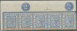 12018 Goldküste: 1891, QV 2½d. Ultramarine/orange With Wmk. Crown CA Horizontal Strip Of Five From Upper R - Costa D'Oro (...-1957)