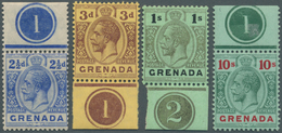 12024 Grenada: 1913, KGV Definitives With Wmk. Mult Crown CA Six Different Stamps Incl. Singles 2½d. Blue, - Grenada (...-1974)