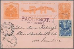 12043 Haiti: 1899, 2 Cent Stationery Card Uprated With 1 Cent President Sam Sent To "Obermarschacht/Elbe, - Haïti