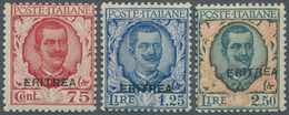 12061 Italienisch-Eritrea: 1926, Vittorio Emanuele, 75c., 1.25l. And 2.50l., Complete Set Unmounted Mint. - Erythrée