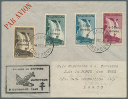 12102 Kamerun: 1940, "SPITFIRE" Overprints, 25c. To 70c., Complete Set Of Four Values On Airmail Cover Fro - Camerun (1960-...)