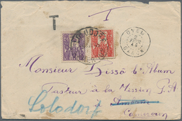 12108 Kamerun - Portomarken: 1939, Unpaid Cover From OYEM / GABON, 2.FEVR 45, Sent To Ambam And Redirected - Camerun (1960-...)