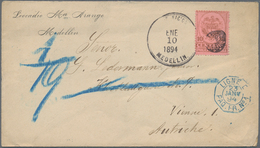 12117 Kolumbien: 1894, Envelope Bearing 10 C Tied By Killer-duplex "MEDELLIN ENE 10 1894" And Negative Esc - Kolumbien