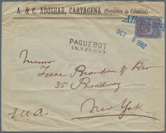 12121 Kolumbien: 1902, 20 C Brown On Blue, Single Franking On Commercial Cover From Cartagena With Blue Si - Colombia