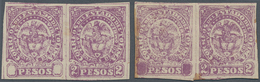 12131 Kolumbien - Departamentos: Tolima: 1886, 2 Pesos Violet, Two Horizontal Pairs, Each On The Left Stam - Kolumbien