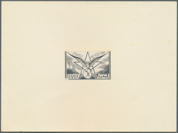 12193 Marokko: 1945, 50fr. Airmail, Non Adopted Design, Imperf. Proof In Black, Presented On Cardboard Siz - Maroc (1956-...)