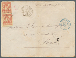 12214 Martinique: 1877. Envelope To Paris (verical Folded And Few Stains) Bearing French General Colonies - Altri & Non Classificati